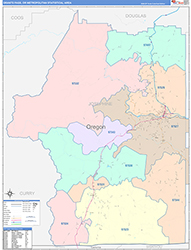 Grants Pass Metro Area Wall Map Color Cast Style 2026